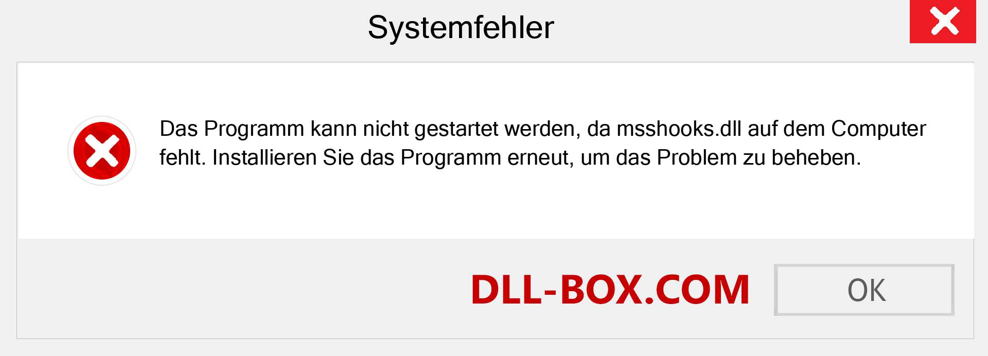 msshooks.dll-Datei fehlt?. Download für Windows 7, 8, 10 - Fix msshooks dll Missing Error unter Windows, Fotos, Bildern